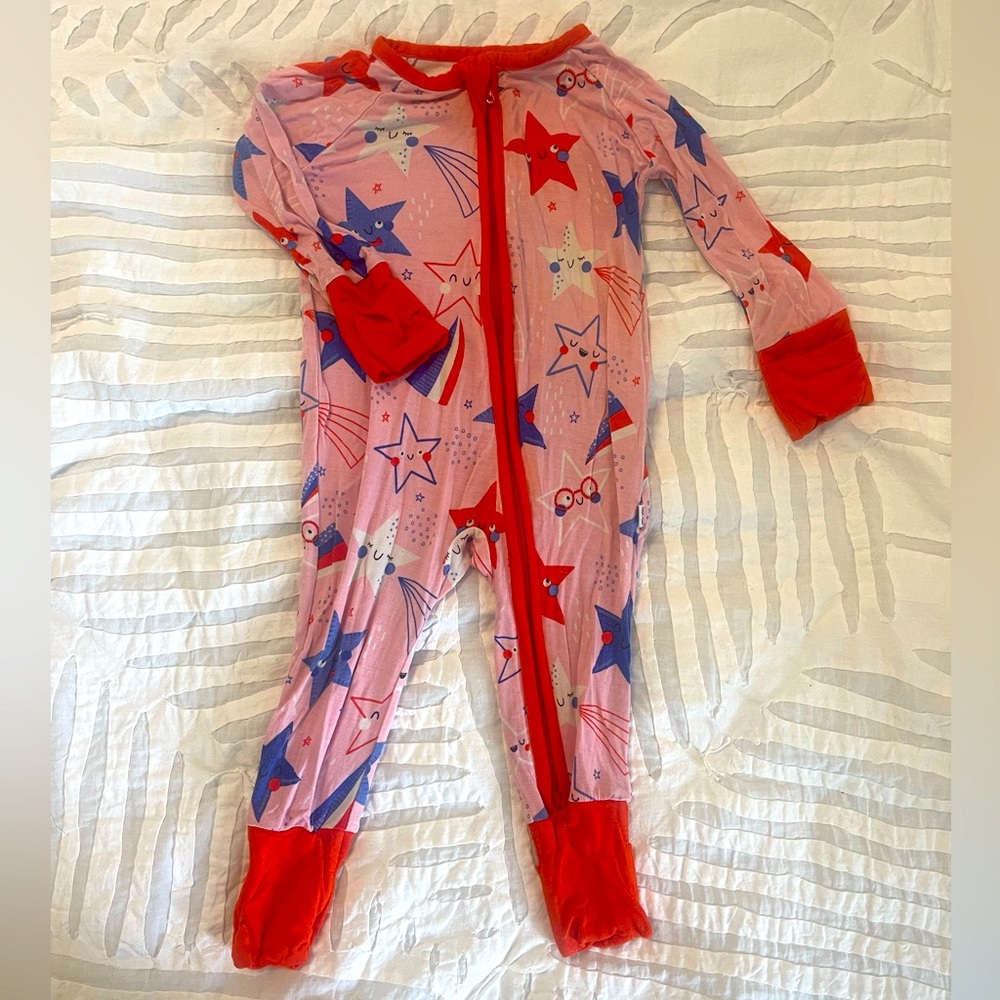 Stars and Stripes Patriotic Little Sleepies Zippie PJs - 0-3 months